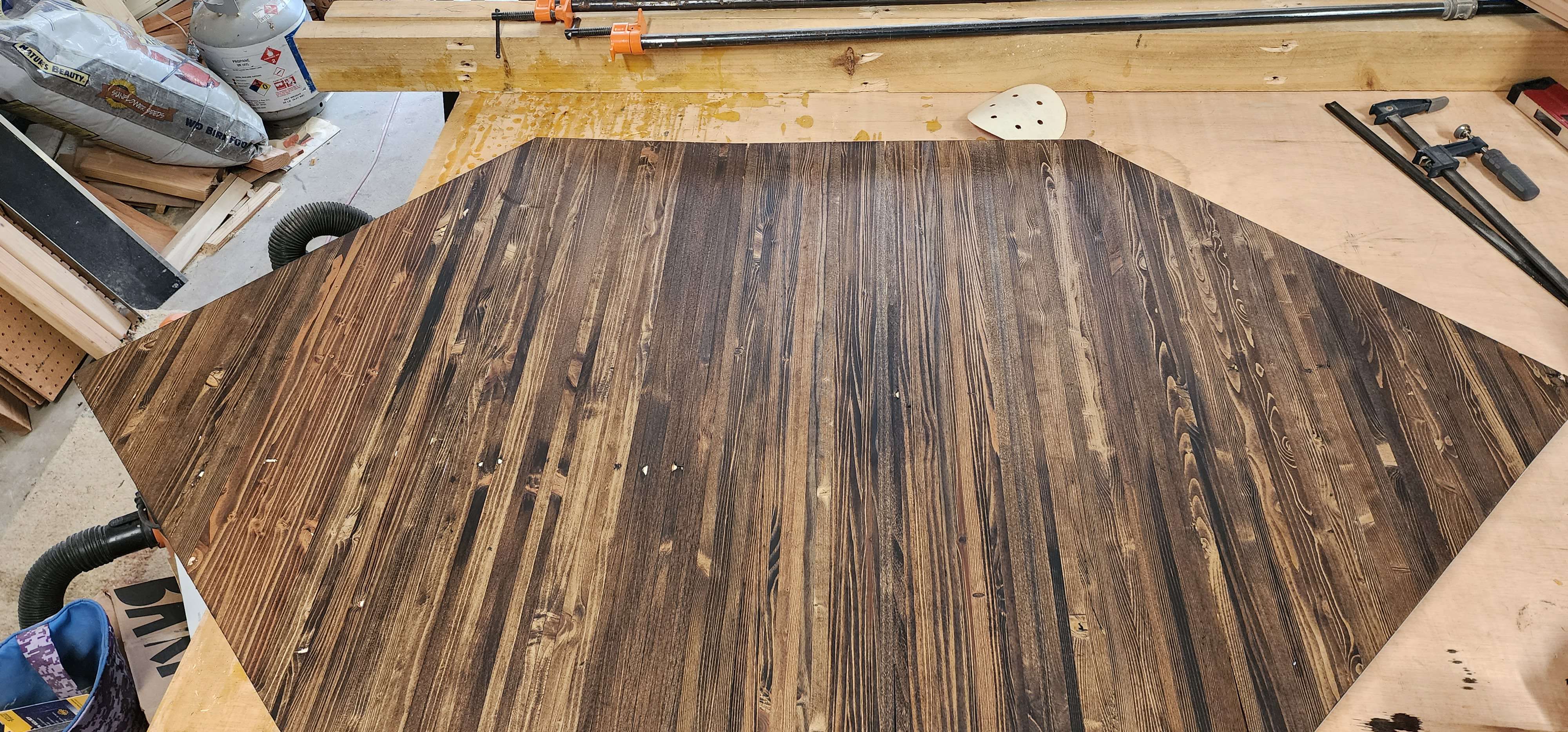 Initial stain, to ensure wood grain stands out