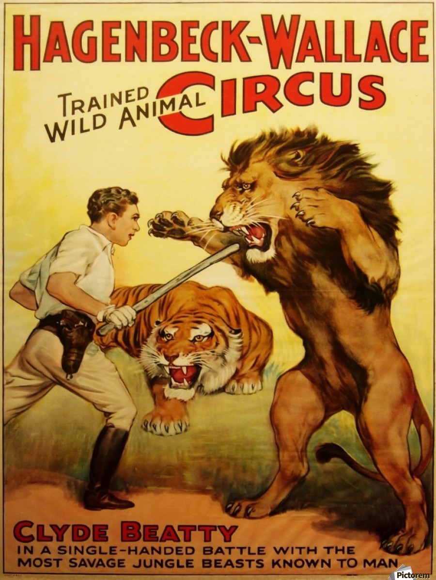900_Vintage Circus Poster, Lion Tamer Poster.jpg